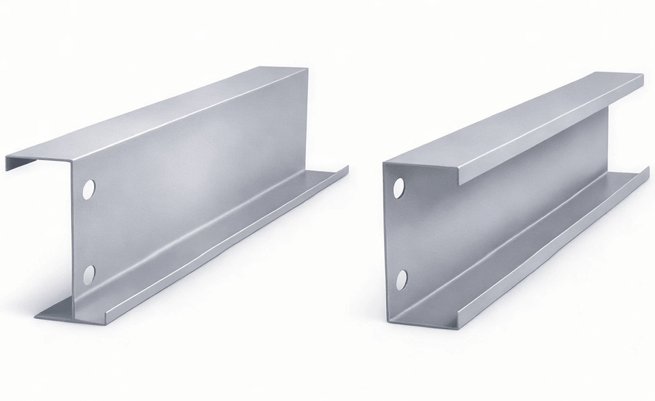 Diagram of cold-formed Cee and Zee section purlins and girts