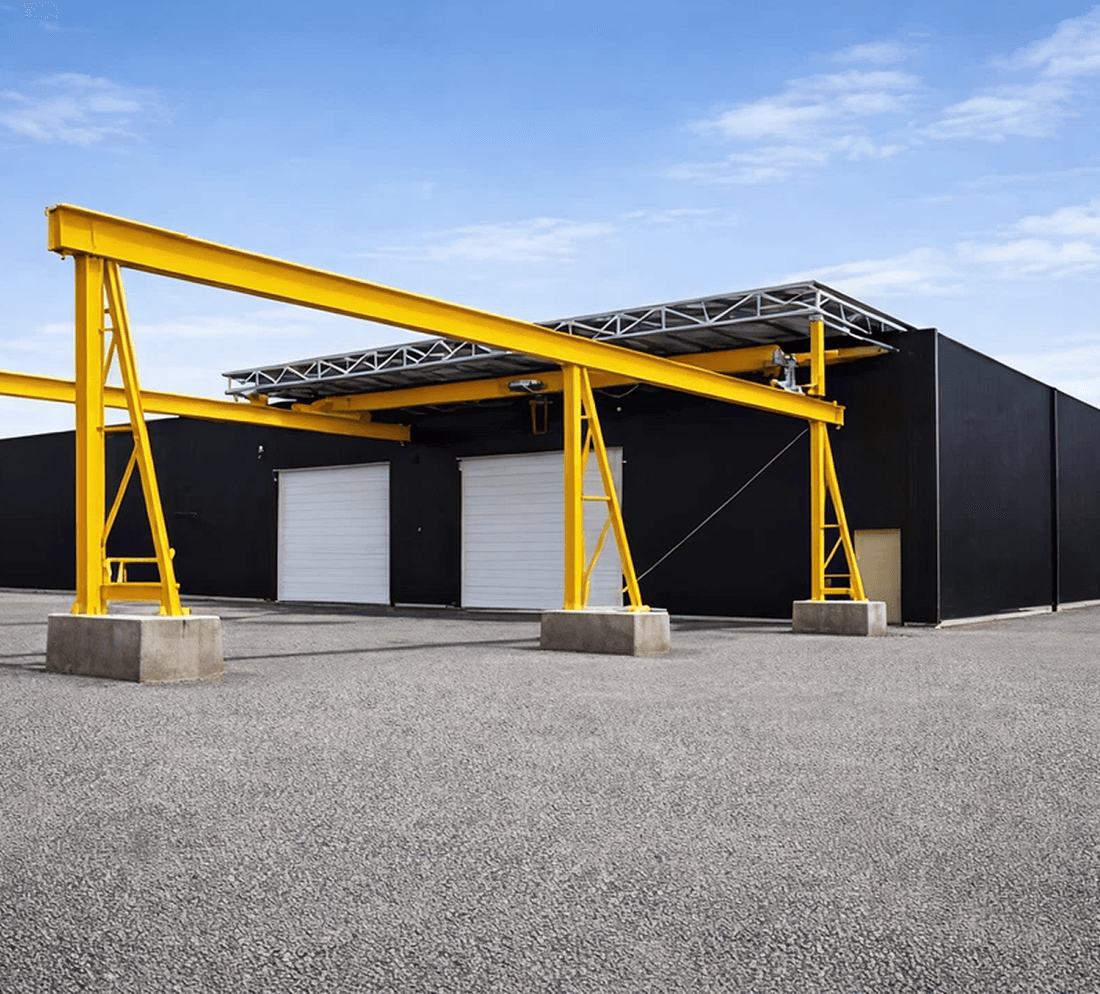 Industrial steel building with a crane runway in Ontario