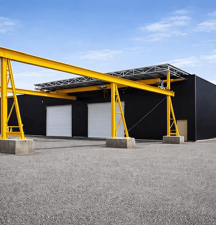 Industrial steel building with crane runway in Ontario